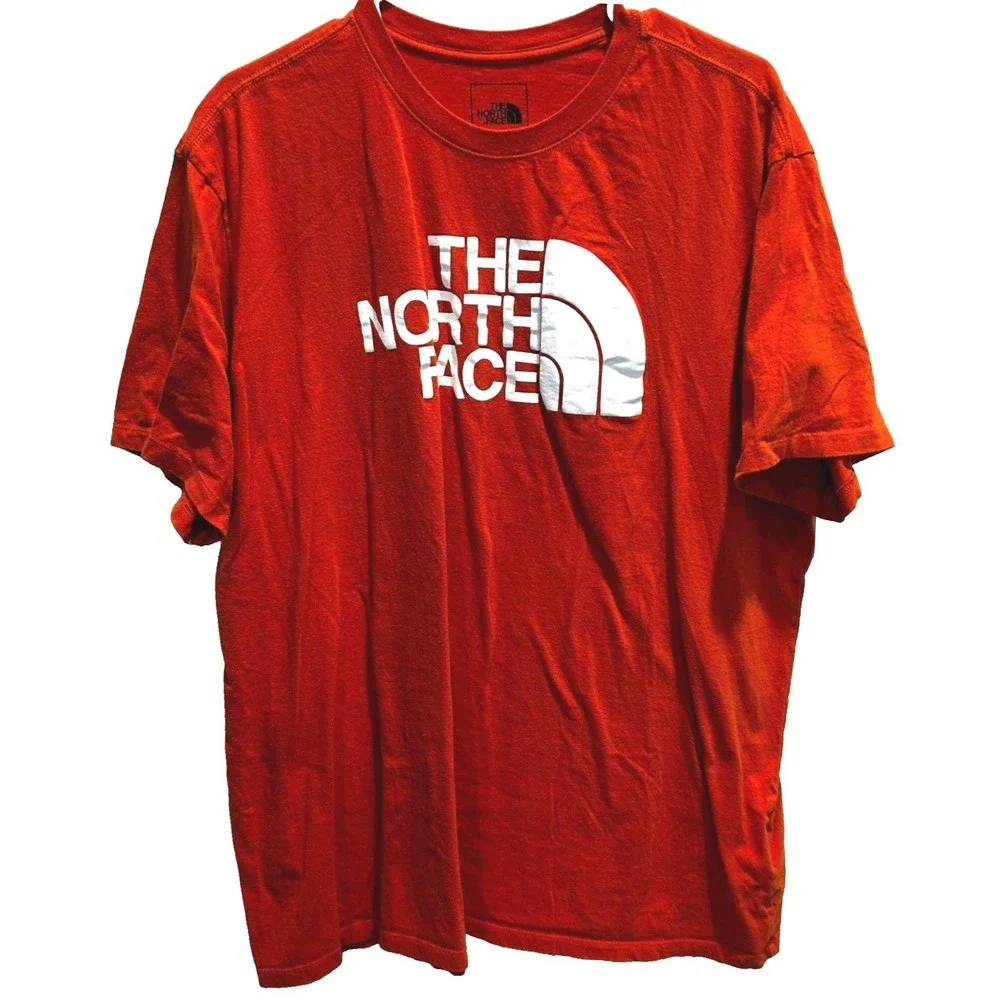 The North Face T-Shirt XL Mens Orange White Graphic Logo Short Sleeve Tee